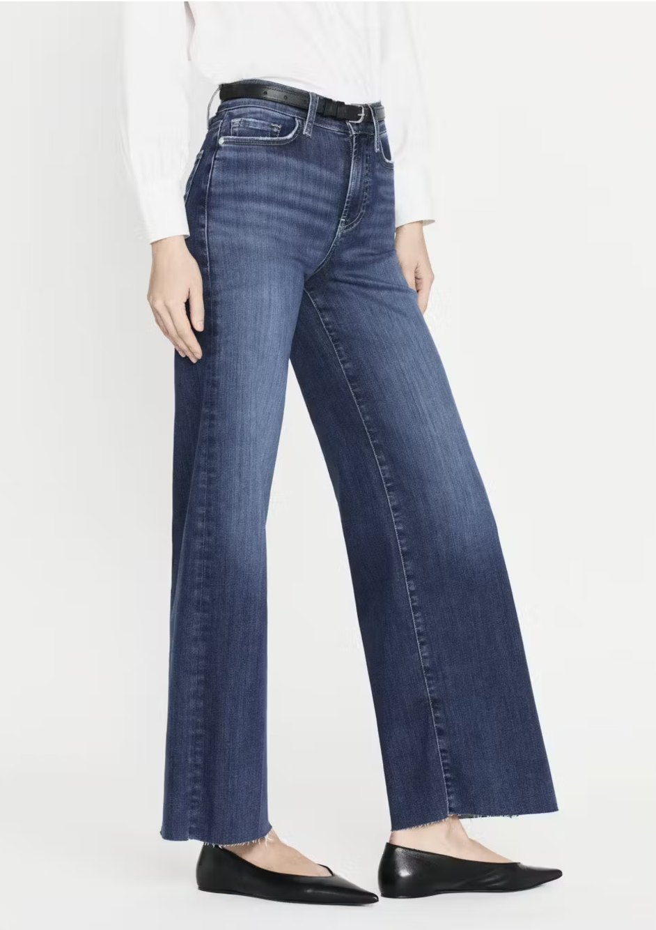 Woman wearing denim pants, frame denim